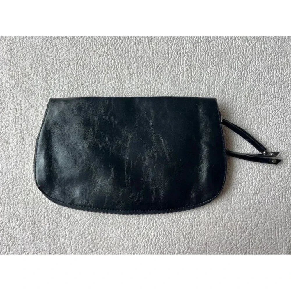 Vintage 90s Nine West Black Leather Clutch Bag